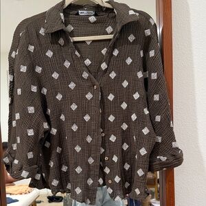 Green Patterned Women's Top